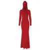 Women's 2024 summer New Product Fashion Temperament Solid Color Slim Fit Hooded Long Sleeve Dress F42340