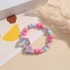 Strängar Popcorn Bead Sweet Armband för barn Kvinnor Söt moln Rainbow Pendant Kids Girls Charm Wish Armband