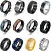 Bands 2022 Stainless Steel Anxiety Ring For Men Women Spinner Chain Anti Stress Rings Blue Dragon Carbon Fiber Ring Men Wedding Band