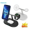 Laddare 20W Magnetic Wireless Charger Stand för iPhone 14 13 12 Pro Max Apple Watch 8 7 AirPods 3 Pro 3 i 1 Fast Charging Dock Station