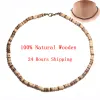 Necklaces Minimalist Mens Necklace Natural Wenge Wood Collar Boyfriend Gift 4/6/8mm Disc Beads Erkek Kolye Neck Accessories Choker Collier