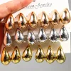 Ohrringe 3 Paar/Set Chunky Gold Platted Waterdrop Hoop Ohrringe für Frauen glätte mehrfarbige Acryl -Tränenabfall -Ohrring -Leichtschmuck