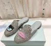 Casual Shoes Sequins Ladies Flat Lips And Eyes Slip On Mules High Quality Designer Pointed Toe Lazy Sapatos Mujer