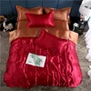 4pcs Soft suave Cama de cama de cetim Luxury Queen King Size Bedding Conjunto de colorido Solid Bedt Quilt Duvet Tampa fronha 240411