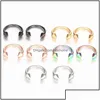 Nose Rings Studs Nose Rings Studs Fashion Stainless Steel Horseshoe Fake Ring C Clip Lip Piercing Stud Hoop For Women Men 6/8/10Mm D Dh5Ef