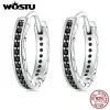 Orecchini Wostu 925 Sterling Silverl Classical Round Balck CZ Orecchini a tela