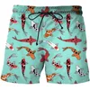 Summer 3D Koi Pattern Beach Spods Fashion Sports Animation Quickdrying Surf Shorts Mens Fitness 240410