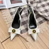 Designer Luxury High Heel Sandals Fashion Sling en cuir Robe de mariée en cuir Sandales Sexy Cat High Heel Chaussures