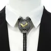 Naturel Stone Gold U Shape Eagle Bolo Tie For Man Indian Cowboy Western Cowgirl Leather Rope Zinc Alloy Necktie 240423