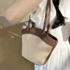 Bolsas de hombro Mujer embrague de cesta trenzada Bolsa de manguero superior Paja de verano Pasteles de verano Totas de comprador Femenino