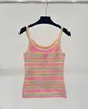 24 T-shirt pour femmes Top Top Rainbow Stripe Tripe Tripe Camisole Top T-shirt minimaliste 421