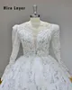 Hire Lnyer Long Sleeve Lace Up Back All Over Shiny Beads Crystal Pearls Sequins Sparkly Ball Gown Wedding Dresses Real Office Photos Video