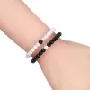 Strands Hot Trendy Men Lava Stone Couples Distance Bracelets Natural Stone White Black Yin Yang Beaded Bangles For Women Friend Pulseira