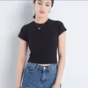 Magliette da donna Basic Solid Crop Top Short Short Short-Neck Whirt T-shirt Skinny Summer Casual Tee per femmina Y2K Cotton Tops harajuku