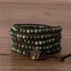 Strands fatti a mano africani turchesi a 5 file avvolgenti bracciale boho in pelle naturale in pelle naturale bracciale gialla yoga gioielli dropshipping