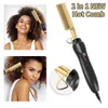 2 in 1 Comb Hair Straightener Flat Irons Straightening Brush Heating Straight Styling Curler Curling Tools 240412