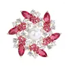 Brooches Vintage Red Rhinestone Wreath Brooch Pin Luxury Zircon Flowers For Women Wedding Accessories Jewelry Broaches Pins