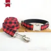 Collars Muttco Personalized Dog ID Tag Collar per poodle Chihuahua Il nome animale domestico plaid nero rosso e numero di telefono 5 dimensioni UDC074