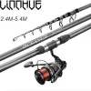 Acessórios Linnhue Pesca Reel Rod Combo 2,4m5.4m haste giratória Fibra de carbono Long Shot Seção 58 Ocean Rod Pesca Fishing Reel ES9000