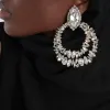 Orecchini Stonefans clip geometrici su orecchini da sposa senza piercing accessori eleganti grandi orecchini di strass hoop gioielli da sposa