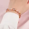 Strands Bracciale di perle in acqua dolce rosa per donne Accessori estivi per ragazze Dimensioni regolabili Bracciale di cristallo viola Regali ragazze belle