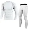 Men's Tracksuits White Running Tracksuit Jogging Cycling Underwear Sports Suits Baselayer Second Skin Fitness Male Rash Guard Set