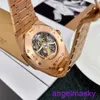 AP Wrist Watch Royal Oak Series 15407or Rose Gold Hollow Double Pendule Watch Men's Men's Fashion Business Causal Business Mécanique