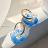 Earrings HangZhi 2021New Color Flower Geometric Acrylic Resin Golden Color Metal Circle Hoop Earring for Women Travel Jewelry Accessories