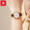 Montre-bracelets Luxury Business Ladies Regardez Boucgne en cuir respirant Handles lumineuses 30m Résistance à l'eau Chronographe Women's Quartz Wristwatch