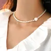 Hängen Ashiqi Natural Freshwater Pearl 925 Sterling Silver Shell Flower Necklace For Women Choker Jewelry Party Gift