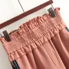 Women's Pants Spring Korean Style Loose Slim Looking Wide Leg Knitted Elastic Waist Cut Label