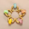 Boucles d'oreilles douces boucles d'oreilles en pierre naturelle colorée pour femmes Gold Couleur en acier inoxydable boucles d'oreilles Aros Jewelry Party Gift Aretes Mujer