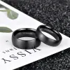 Band kolmnsta 6/8mm svarta män ringar borstade manliga rent titanring coola par bröllop band unisex mörk anillo hombre allergi gratis