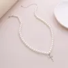 Collane imitazione perle per perle Collana girocollo in perline per donne da sposa adorabili perle bianche a catena in cristallo crastrello collane a sospensione