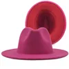 Skąpy brzeg kapelusze męskie Jazz Red Cap Bottom Fedoras Cowboy Hat for Women and Men Dwuteściasty kolor hurtowy dostawa moda ACCE DHVIP