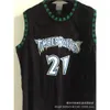 Jerseys de basquete Jersey Forest Wolves No.1 e 21 Garnett Mesh Bordered Version