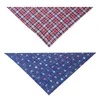 Hundkläder Katu Pet Reversible Bandanas Jean Blue Plaid Triangular Bandage Scarf Grooming