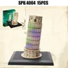 3D Puzzles 15pcs Världsberömda arkitektur Leaning Tower of Pisa med LED 3D -papperspussel leksak Y240415