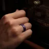 Banden mode 8mm paarse roestvrijstalen ringen voor mannen vrouwen paarse kleur geborsteld afgeschuinde rand mannen belofte ringen trouwringen sieraden sieraden