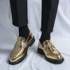 Men Casual lederen zakenschoenen mode handgemaakte flat designer loafers Britse stijl mannen comfortabele trouwjurkschoenen luxe schoen