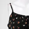 Casual Dresses Women Floral Spaghetti Straps Summer Dress Print Commuter Elegant Suspenders Square Neck Slit 2024 Robe