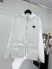 Women's Jackets Designer 24 Summer Simple Drawstring Hooded Logo Decoration Casual Light and Thin Nylon Sun proof Charge Coat for Women QBF8