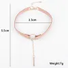 Necklaces 90'S Punk New Fashion 4 Colors Leather Choker Necklace Gold Color Geometry With Round Pendant Collar Necklace For Women Girls