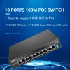 Kontrola przełącznika POE 6/10 Porty 10/100 Mbps Przełącznik Ethernet z 2 porty RJ45 Szybki przełącznik dla kamery IP/bezprzewodowej AI Smart Network Switch