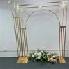 Party Decoration H2.4m Shinny Gold Plated Square Arch Stand Wedding Christmas Backdrop Marriage Deco Frame Event Decor Props 3pcs/set