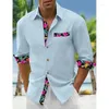 Camicie casual da uomo camicia di lino in lino sciolto color topelwwork manica lunga girare il collo delle hawaii tops streetwear per abiti maschili