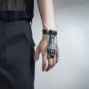 Strands Kunjoe Steampunk Skull Finger Pu кожаный браслет для мужчин готическая серебряная цветная цепь браслеты браслеты Рок Хэллоуин