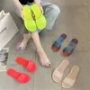 Slippers 2024 Summer Women Candy Color Transparent Slides Flat Bottom Plus Size Beach Sandals Shoes Ladies Casual One-word Jelly