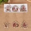 Décorations de Noël 6pcs arbre créatif pendentifs en bois évidés de Noël en couleur