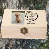 urnsパーソナライズされたペットの写真あなたのペットの名前の火葬猫の灰の灰のアッシュurn箱犬灰のカスタム葬儀箱は木製の箱のままです